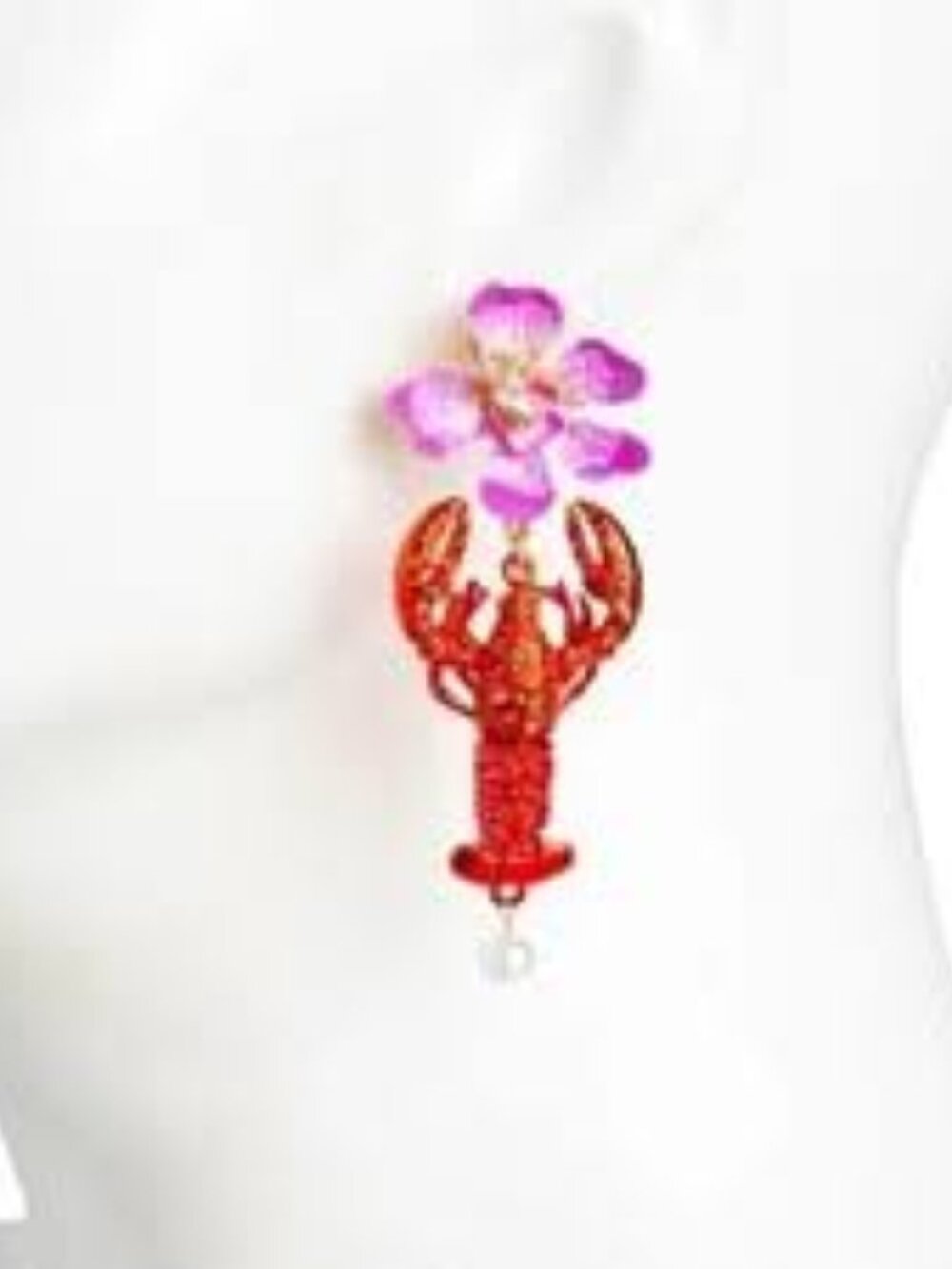BETSEY JOHNSON Mermaid Jewels Lobster Crystal Orchid Statement Earrings NEW